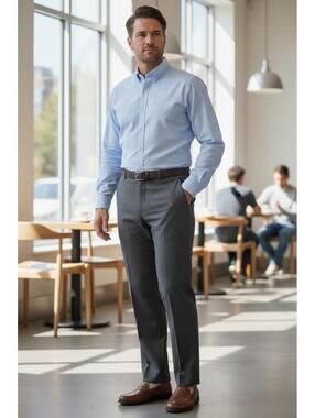 David Taylor Collection Dress Pants Men's 42x29 Gray Pants Flat Front MSRP $50